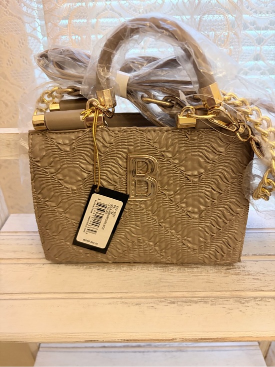 bebe Handbags - Bebe NWT Signature Satchel Taupe Nature Textured Crossbody Bag w/ Card Holder